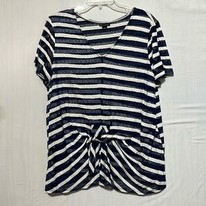 Women’s New Directions Top XL Navy‎ White Stripe